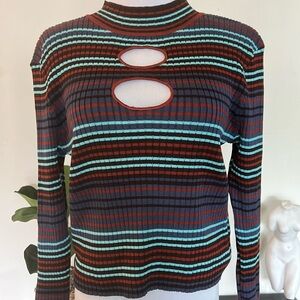 NWOT MADDEN NYC striped mock neck thin sweater.